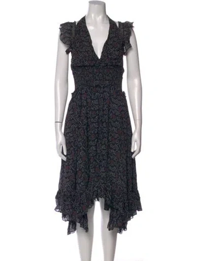 Pre-owned Ulla Johnson Silk Midi Length Dress In Black