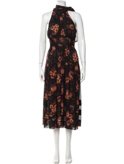 Pre-owned Ulla Johnson Silk Midi Length Dress In Black