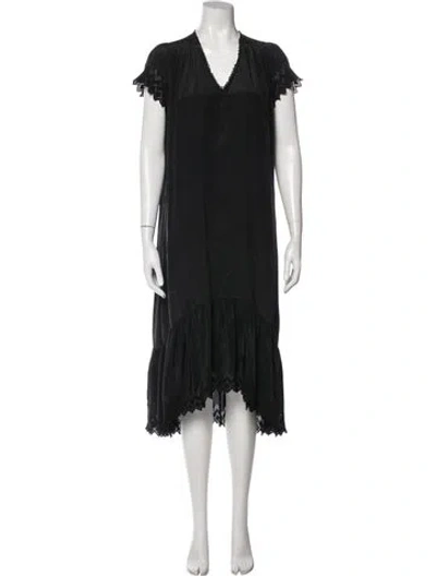 Pre-owned Ulla Johnson Silk Midi Length Dress In Black