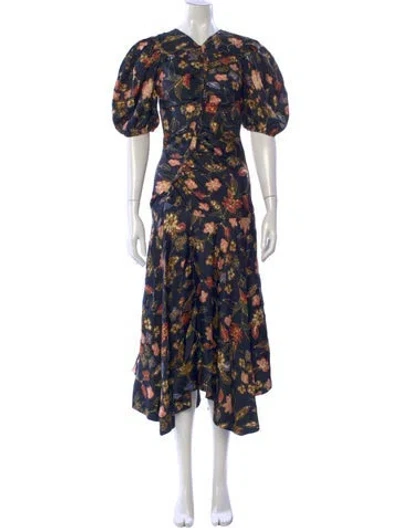 Pre-owned Ulla Johnson Silk Midi Length Dress In Black