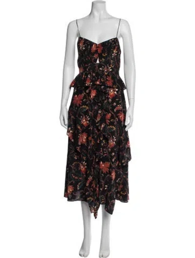 Pre-owned Ulla Johnson Silk Midi Length Dress In Black