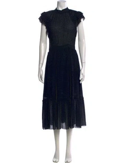 Pre-owned Ulla Johnson Silk Midi Length Dress In Black