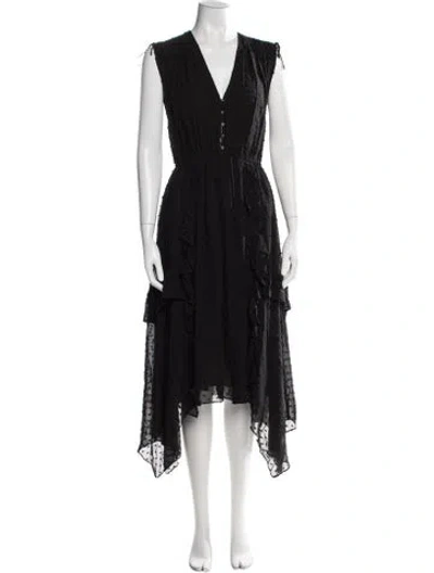 Pre-owned Ulla Johnson Silk Midi Length Dress In Black