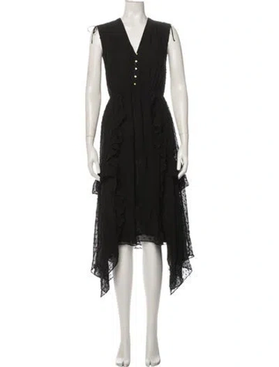 Pre-owned Ulla Johnson Silk Midi Length Dress In Black