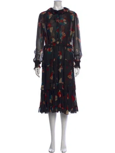 Pre-owned Ulla Johnson Silk Midi Length Dress In Black
