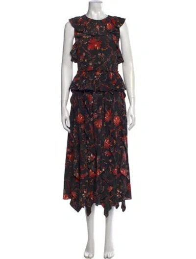 Pre-owned Ulla Johnson Silk Midi Length Dress In Black