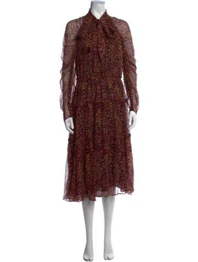 Pre-owned Ulla Johnson Silk Midi Length Dress In Black/metallic