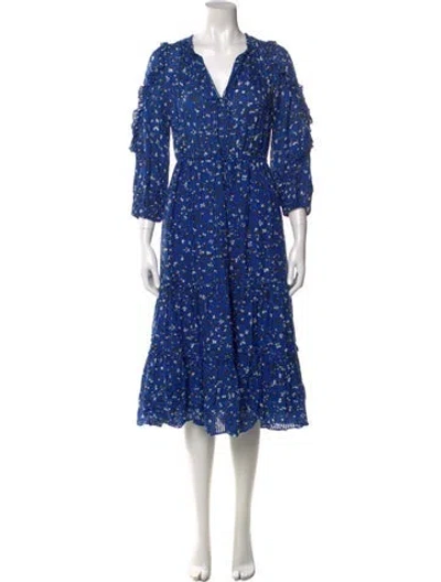 Pre-owned Ulla Johnson Silk Midi Length Dress In Blue