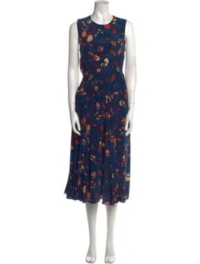 Pre-owned Ulla Johnson Silk Midi Length Dress In Blue
