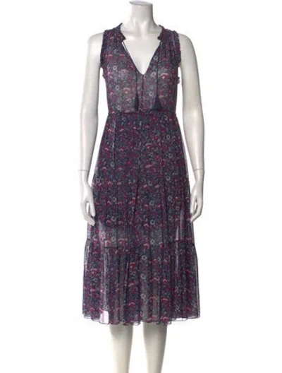Pre-owned Ulla Johnson Silk Midi Length Dress In Blue