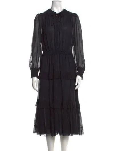 Pre-owned Ulla Johnson Silk Midi Length Dress In Blue