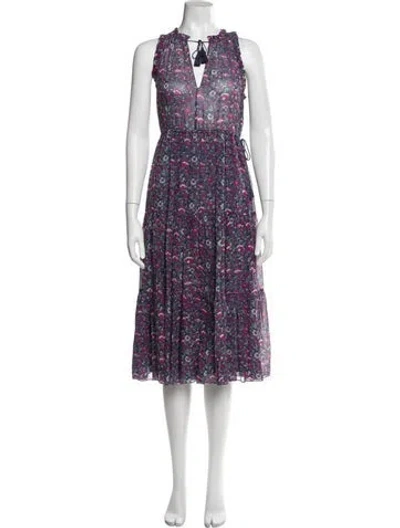 Pre-owned Ulla Johnson Silk Midi Length Dress In Blue