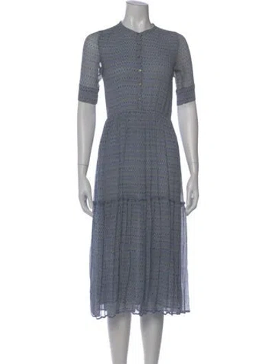 Pre-owned Ulla Johnson Silk Midi Length Dress In Blue