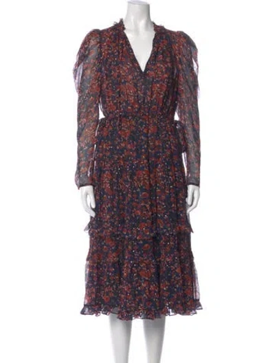 Pre-owned Ulla Johnson Silk Midi Length Dress In Blue