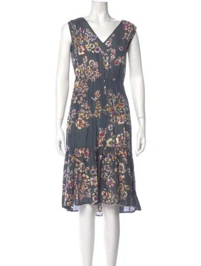 Pre-owned Ulla Johnson Silk Midi Length Dress In Blue