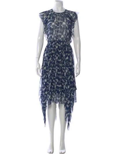 Pre-owned Ulla Johnson Silk Midi Length Dress In Blue