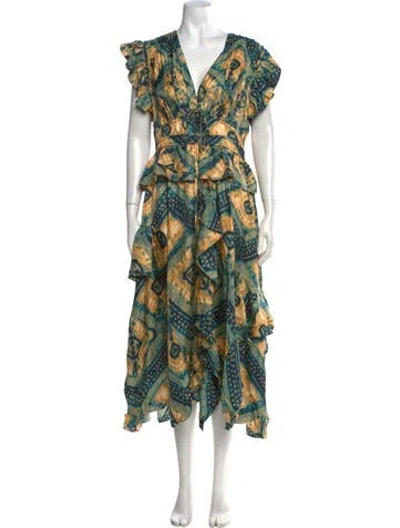 Pre-owned Ulla Johnson Silk Midi Length Dress In Blue