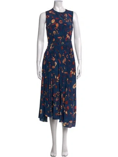 Pre-owned Ulla Johnson Silk Midi Length Dress In Blue