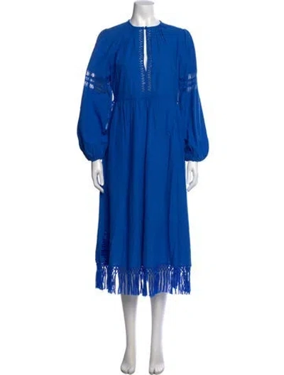 Pre-owned Ulla Johnson Silk Midi Length Dress In Blue