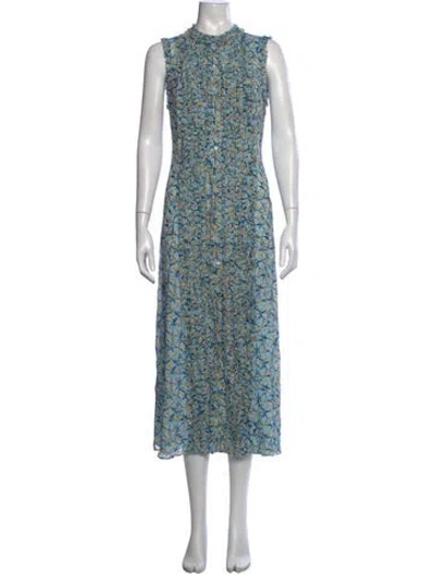 Pre-owned Ulla Johnson Silk Midi Length Dress In Blue