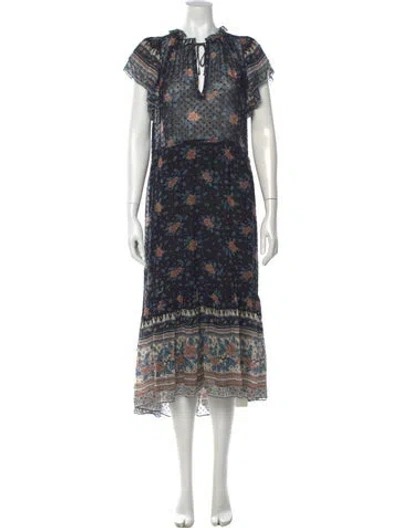 Pre-owned Ulla Johnson Silk Midi Length Dress In Blue