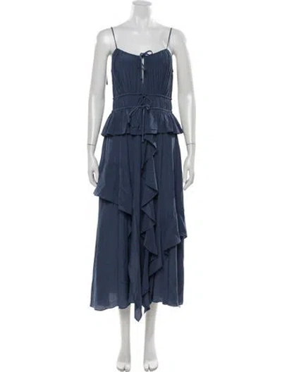 Pre-owned Ulla Johnson Silk Midi Length Dress In Blue
