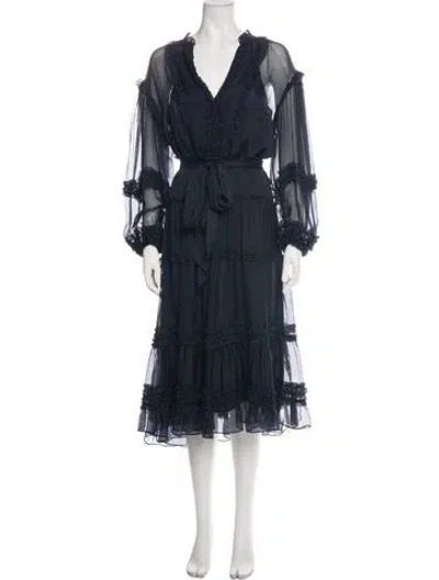 Pre-owned Ulla Johnson Silk Midi Length Dress In Blue