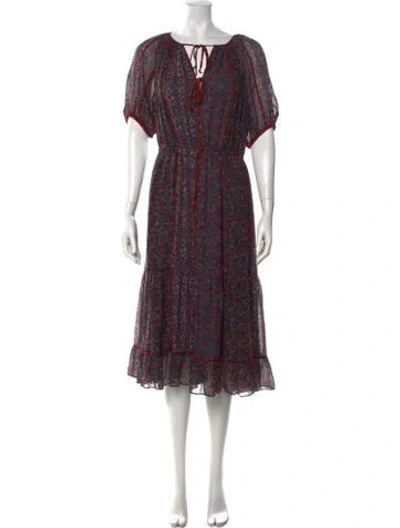 Pre-owned Ulla Johnson Silk Midi Length Dress In Blue/red