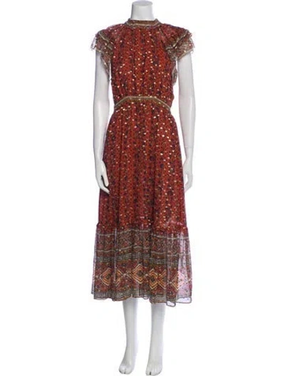Pre-owned Ulla Johnson Silk Midi Length Dress In Brown