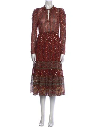 Pre-owned Ulla Johnson Silk Midi Length Dress In Brown