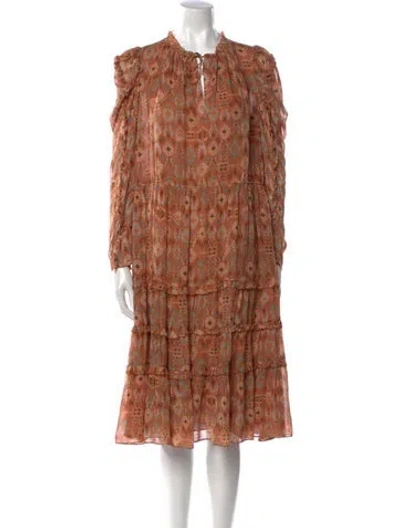 Pre-owned Ulla Johnson Silk Midi Length Dress In Brown