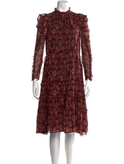 Pre-owned Ulla Johnson Silk Midi Length Dress In Brown