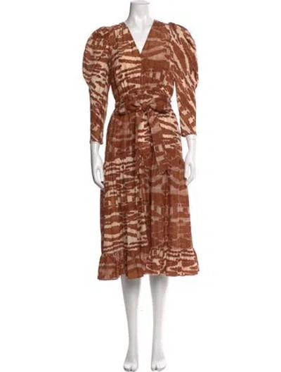 Pre-owned Ulla Johnson Silk Midi Length Dress In Brown