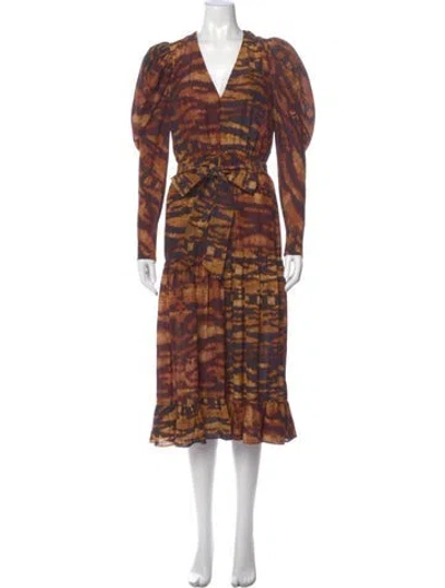 Pre-owned Ulla Johnson Silk Midi Length Dress In Brown