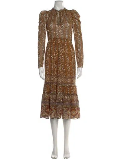 Pre-owned Ulla Johnson Silk Midi Length Dress In Brown