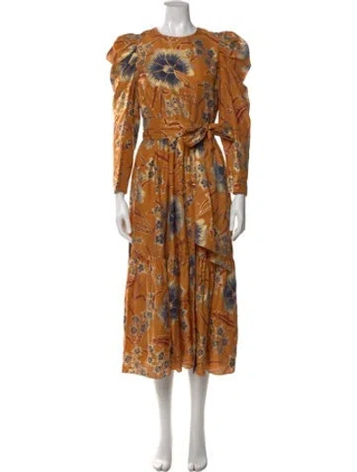Pre-owned Ulla Johnson Silk Midi Length Dress In Brown