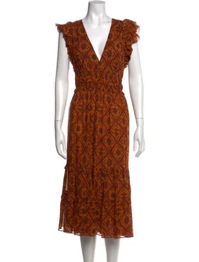 Pre-owned Ulla Johnson Silk Midi Length Dress In Brown