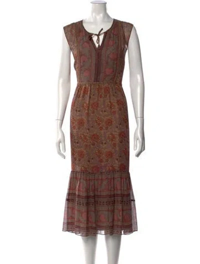 Pre-owned Ulla Johnson Silk Midi Length Dress In Brown