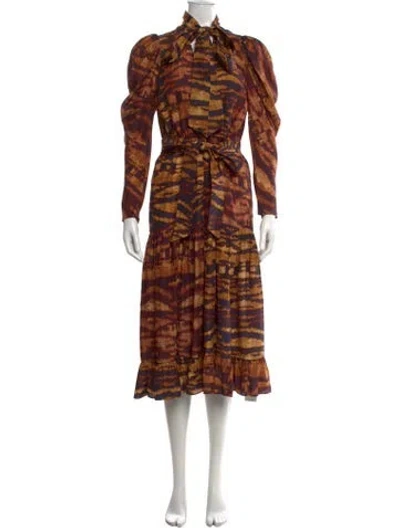 Pre-owned Ulla Johnson Silk Midi Length Dress In Brown