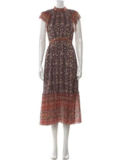 Pre-owned Ulla Johnson Silk Midi Length Dress In Brown