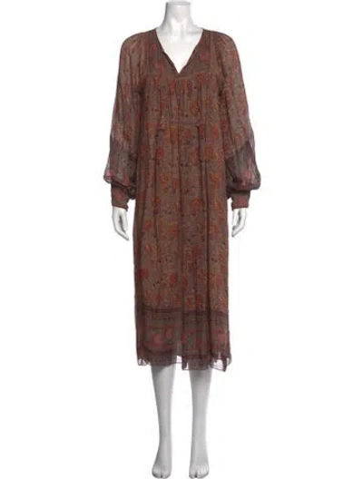 Pre-owned Ulla Johnson Silk Midi Length Dress In Brown