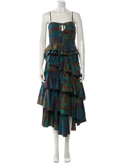 Pre-owned Ulla Johnson Silk Midi Length Dress In Green