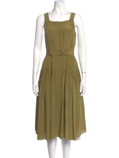 Pre-owned Ulla Johnson Silk Midi Length Dress In Green