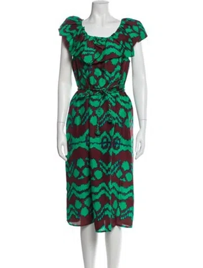 Pre-owned Ulla Johnson Silk Midi Length Dress In Green