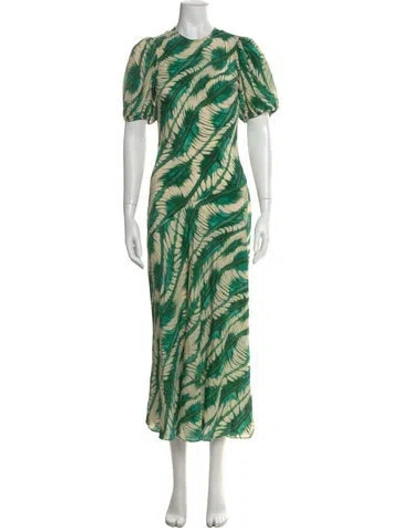 Pre-owned Ulla Johnson Silk Midi Length Dress In Green