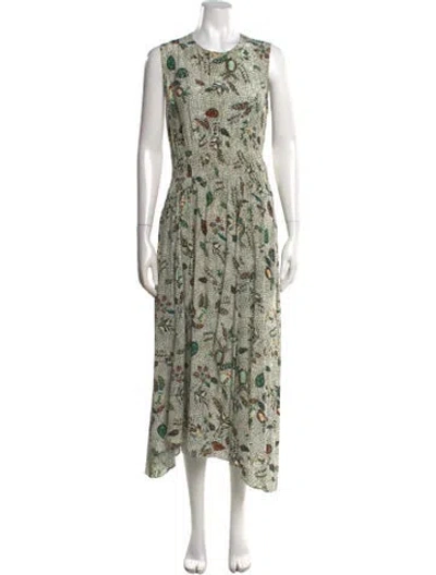 Pre-owned Ulla Johnson Silk Midi Length Dress In Green