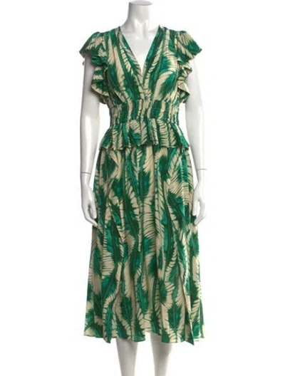 Pre-owned Ulla Johnson Silk Midi Length Dress In Green