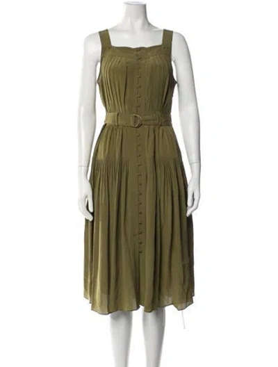 Pre-owned Ulla Johnson Silk Midi Length Dress In Green