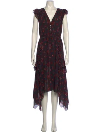 Pre-owned Ulla Johnson Silk Midi Length Dress In Multi