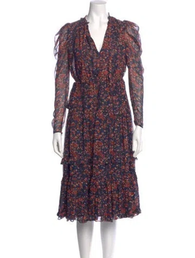 Pre-owned Ulla Johnson Silk Midi Length Dress In Multi